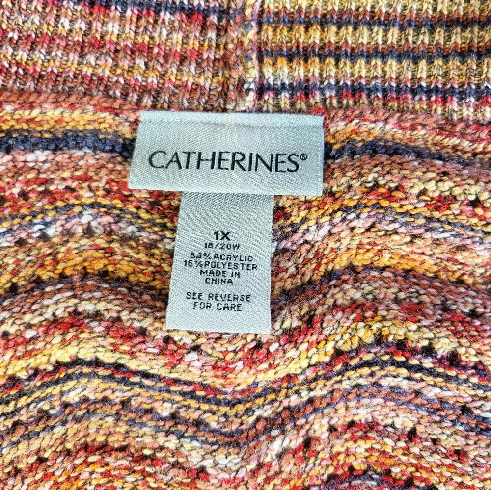 Catherines Rainbow Knit Cardigan‎ Womens Plus 1X Short Sleeve Open Front Spring - Picture 3 of 8